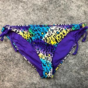 Joe Boxer Bikini Bottom XL Purple Leopard Full Coverage Bottom Side Tie Hipster